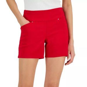 Women's Mid Rise Pull-On Bermuda Shorts, Created for Macy's - RED
